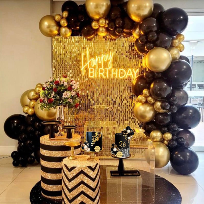 SONICEBUY 48Pcs Balls Cake Toppers Man Cake Decorations with Black Gold White Balls Acrylic Numbers 0-9 and Happy Birthday Cake Insert Toppers for Men Boy Black Theme Birthday Wedding Anniversary Party Supplies - Image 5